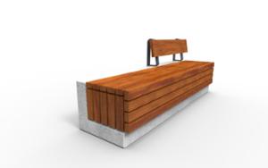 street furniture, concrete, smooth concrete, bench, seating, wood backrest, wood seating