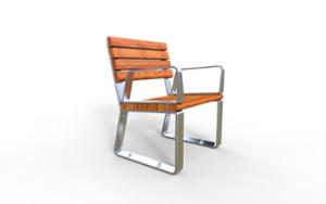 street furniture, aluminium, for single person, seating, odlew aluminiowy, wood backrest, armrest, wood seating