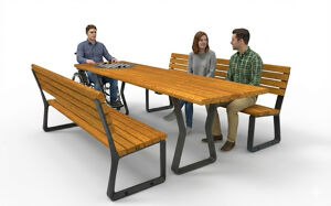 street furniture, other, seating, aluminium, picnic set, for warsaw, accessible for disabled, odlew aluminiowy, wood backrest, wood seating, table, chess