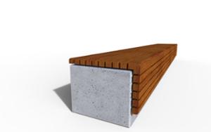 street furniture, bench, wood seating, concrete, wall top, smooth concrete