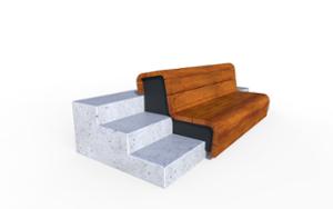 street furniture, concrete, smooth concrete, seating, na schody, wood backrest, wood seating