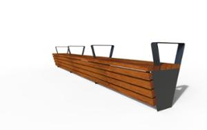 street furniture, bench, modular, wood backrest, wood seating, high backrest