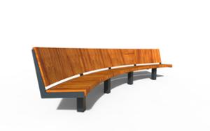 street furniture, price per metre, length measured on longer side, seating, modular, wood backrest, curved, wood seating