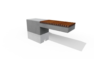 street furniture, concrete, smooth concrete, horizontal planks, bench