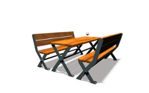 street furniture, other, picnic set, bench, seating, wood seating, table, vintage