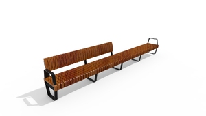 street furniture, bench, seating, modular, wood backrest, armrest