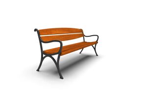 street furniture, seating, wood seating, wood backrest, armrest, vintage