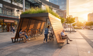 street furniture, seating, other, bicycle stand, bicycle canopy, 230v and/or usb socket, canopy, bicycle station, solarna listwa smartbeam, retencja