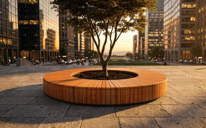 street furniture, planter, bench, piaskownica, curved