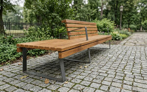 street furniture, bench, seating, modular, wood backrest, armrest, wood seating