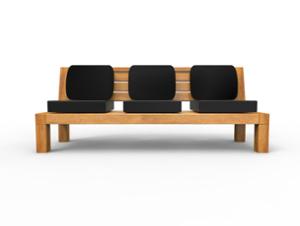 tänavamööbel, puit, iste, logo, polstriga seljatugi, puidust seljatugi, polstriga iste, puidust iste