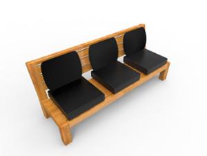 tänavamööbel, puit, iste, logo, polstriga seljatugi, puidust seljatugi, polstriga iste, puidust iste