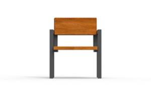 tänavamööbel, iste, tool, ühele inimesele, puidust seljatugi, käetugi, puidust iste
