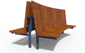 tänavamööbel, iste, meetrihind, horisontaalsed plangud, pikema küljel mõõdetud pikkus, kahepoolne, kaarjas, kõrge seljatugi