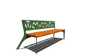 tänavamööbel, iste, terasest seljatugi, puidust iste, retro