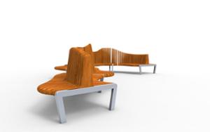 tänavamööbel, kahepoolne, iste, moodulkonstruktsioon, puidust seljatugi, puidust iste, kõrge seljatugi