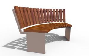 tänavamööbel, iste, moodulkonstruktsioon, puidust seljatugi, kaarjas, puidust iste