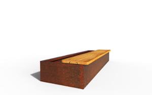 tänavamööbel, istutusalus, pink, corten, puidust iste
