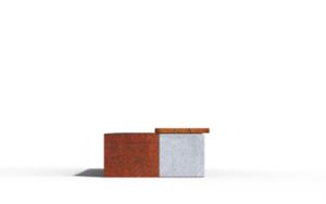 tänavamööbel, istutusalus, pink, betoon, sile betoon, corten, puidust iste