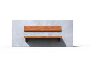 tänavamööbel, betoon, sile betoon, kinnitatud seinale, iste, puidust seljatugi, puidust iste