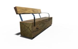 tänavamööbel, kłoda, iste, puidust seljatugi, puidust iste