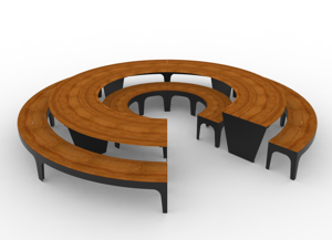 tänavamööbel, pink, meetrihind, pikema küljel mõõdetud pikkus, dzieci, kaarjas, puidust iste, zielona klasa