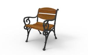 tänavamööbel, iste, puidust iste, puidust seljatugi, käetugi, tool, retro, ühele inimesele