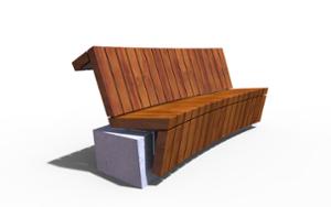 tänavamööbel, betoon, sile betoon, iste, moodulkonstruktsioon, puidust seljatugi, kaarjas, puidust iste
