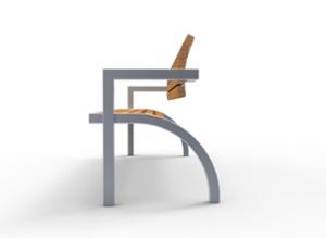 mała architektura, ławka, logo, oparcie z drewna, podłokietnik, siedzisko z drewna