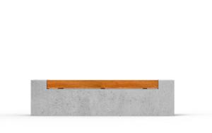 mała architektura, ława, beton, beton architektoniczy, na murku, siedzisko z drewna