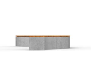 mała architektura, ława, beton, beton architektoniczy, po łuku / okrągła, siedzisko z drewna