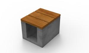 mała architektura, beton, beton architektoniczy, jednoosobowe, ława, siedzisko z drewna
