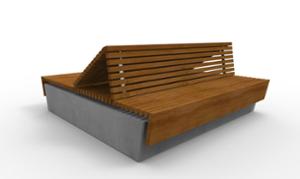 mała architektura, beton, beton architektoniczy, dwustronna, ława, ławka, leżanka, na murku, siedzisko z drewna, strefa relaksu