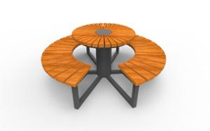 mała architektura, komplet piknikowy, ława, po łuku / okrągła, siedzisko z drewna, stół, szachy