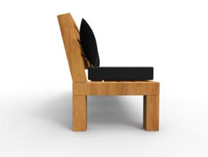 mała architektura, drewno, ławka, logo, oparcie tapicerowane, oparcie z drewna, siedzisko tapicerowane, siedzisko z drewna