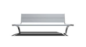 mała architektura, ławka, logo, oparcie ze stali, siedzisko ze stali