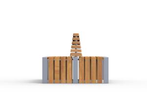 mała architektura, ławka, dwustronna, logo, oparcie z drewna, siedzisko z drewna