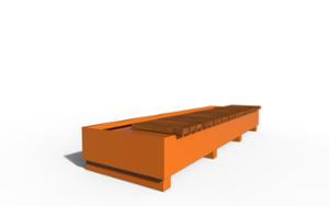 mała architektura, donica, ława, corten, siedzisko z drewna