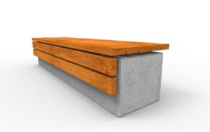 mała architektura, ława, beton, beton architektoniczy, na murku, siedzisko z drewna