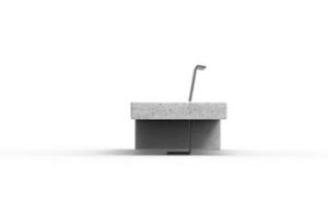 mała architektura, beton, beton architektoniczy, ława, ławka, oparcie ze stali, siedzisko z betonu