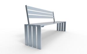 mała architektura, ławka, logo, oparcie ze stali, siedzisko ze stali