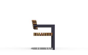 mała architektura, ławka, logo, oparcie z drewna, podłokietnik, siedzisko z drewna