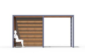 mała architektura, inne, ławka, oparcie z drewna, pergola, siedzisko z drewna