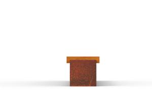 mała architektura, ława, beton, beton architektoniczy, corten, na murku, siedzisko z drewna