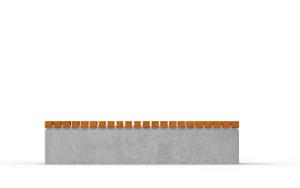 mała architektura, ława, beton, beton architektoniczy, deskowanie poprzeczne, na murku, siedzisko z drewna