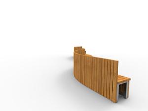 mała architektura, cena za metr bieżacy, długość mierzona po dłuższym boku, ławka, oparcie z drewna, po łuku / okrągła, siedzisko z drewna