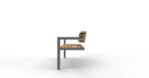 mała architektura, ławka, logo, oparcie z drewna, podłokietnik, siedzisko z drewna