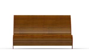 mała architektura, ławka, logo, oparcie z drewna, podłokietnik, siedzisko z drewna, wysokie oparcie