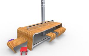 mała architektura, inne, ława, ławka, gniazdo 230v i/lub usb, siedzisko z drewna, stacja wifi, stół