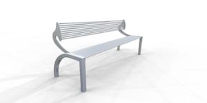 mała architektura, ławka, logo, oparcie ze stali, siedzisko ze stali